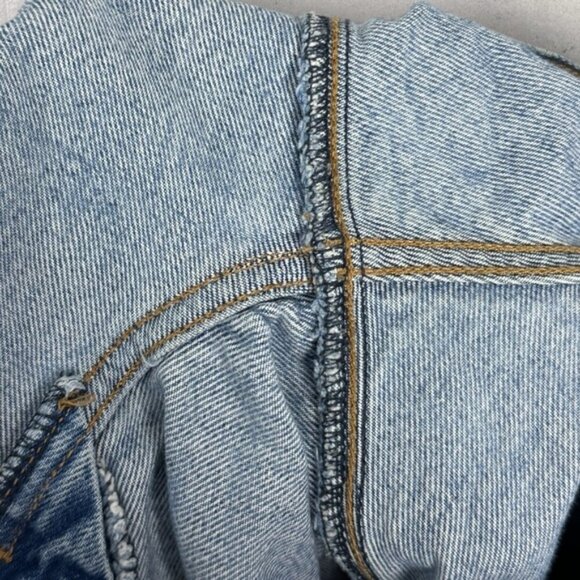 Revolve Levis Wedgie Raw Hem Button Fly High Rise Denim Shut Up Blue Size 28 - Picture 13 of 15